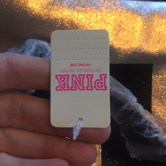 NWT PINK Victoria Secret metallic bag gold blck - Picture 8 of 8